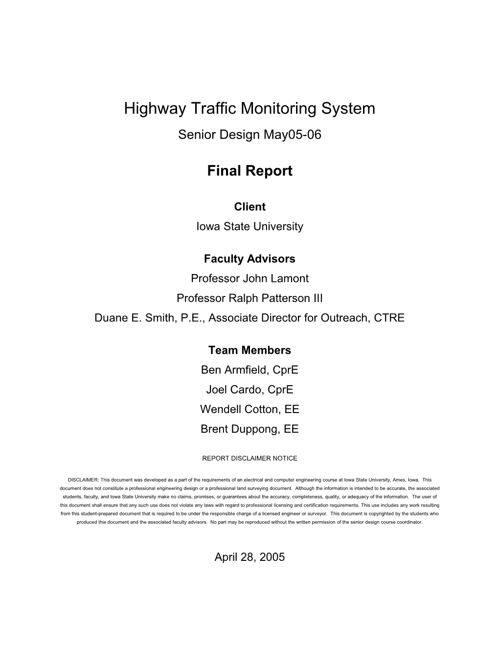 Highway Traffic Monitoring System