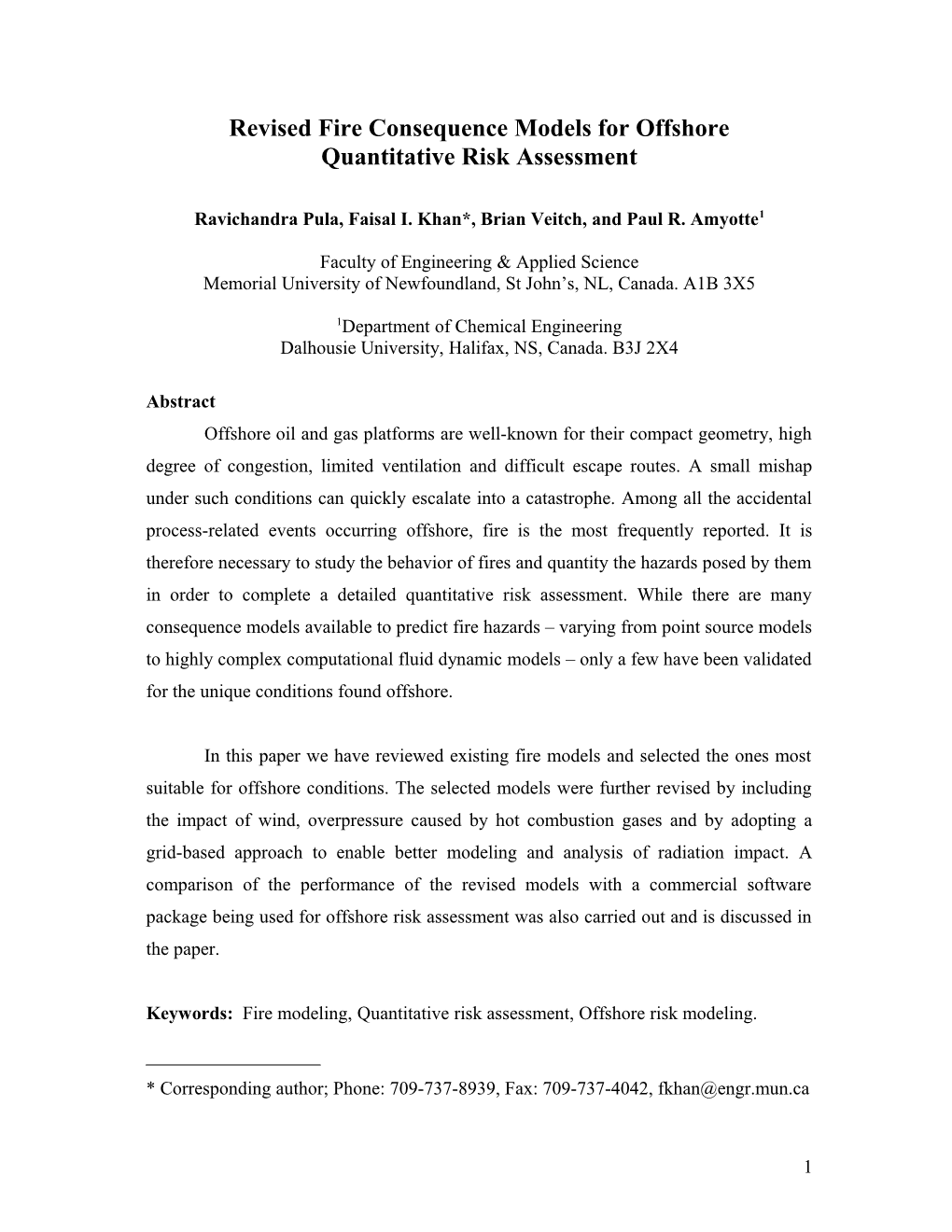 Revised Fire Consequence Models for Offshore Quantitative Risk Assessment