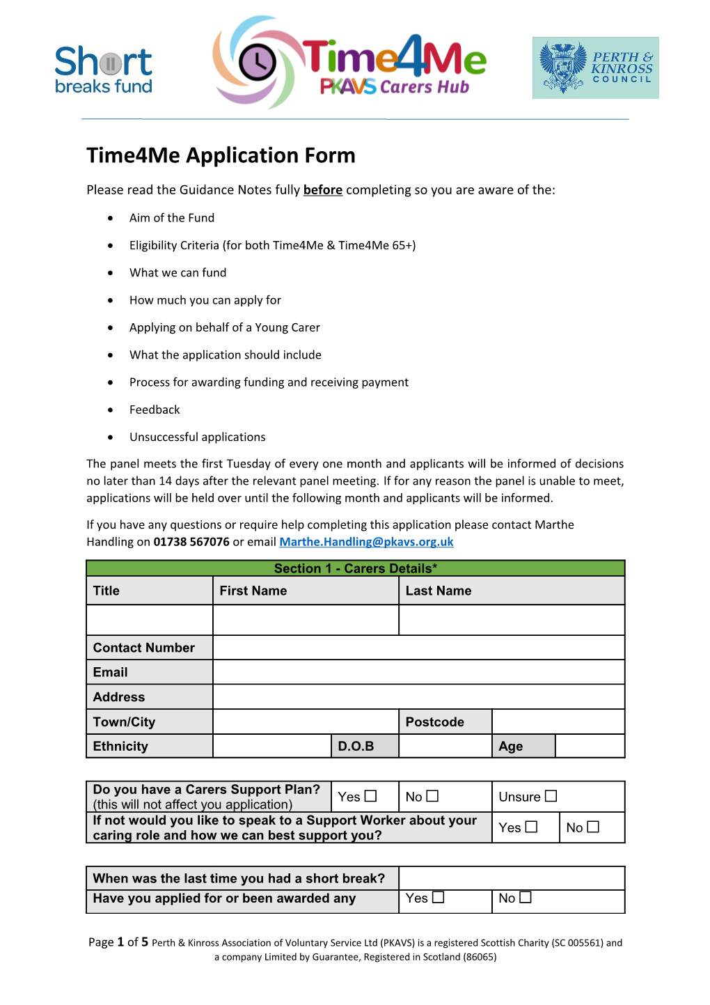 Time4me Application Form