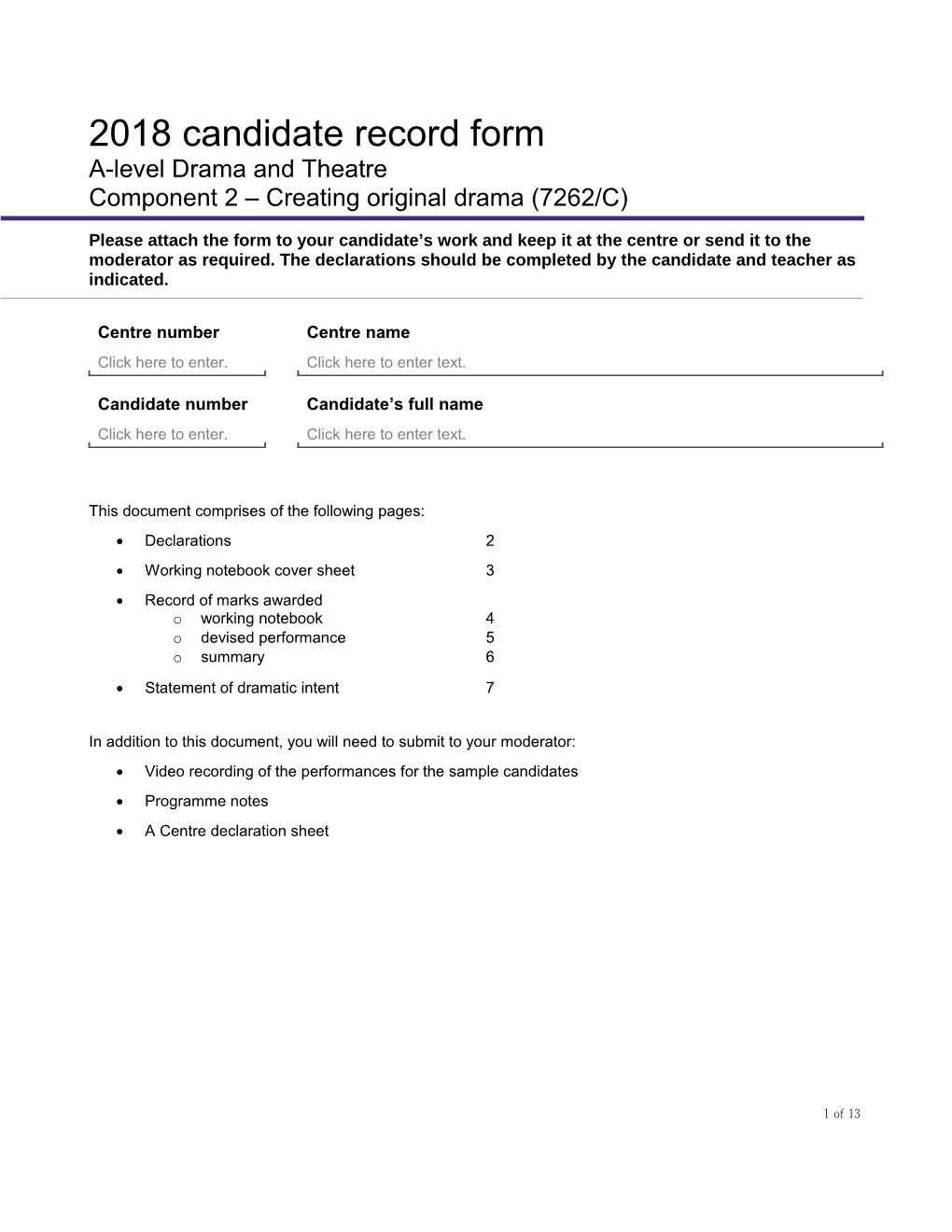 Component 2 Creating Original Drama (7262/C)