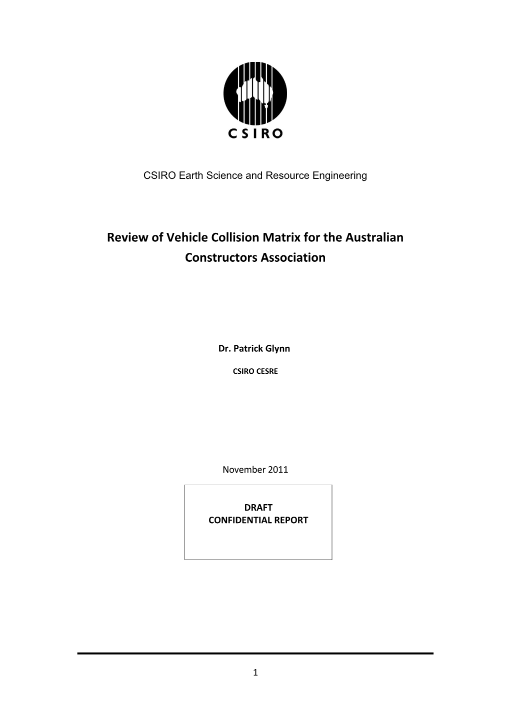 Review of Vehicle Collision Matrix for the Australian Constructors Association