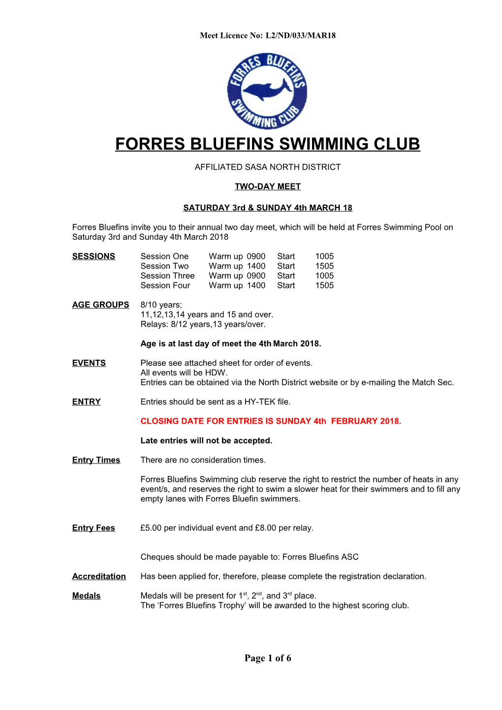 Forres Bluefins Swimming Club