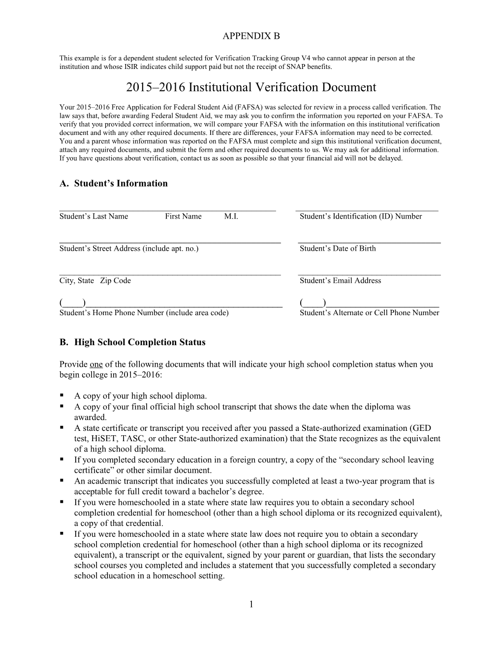 2015 2016Institutional Verification Document