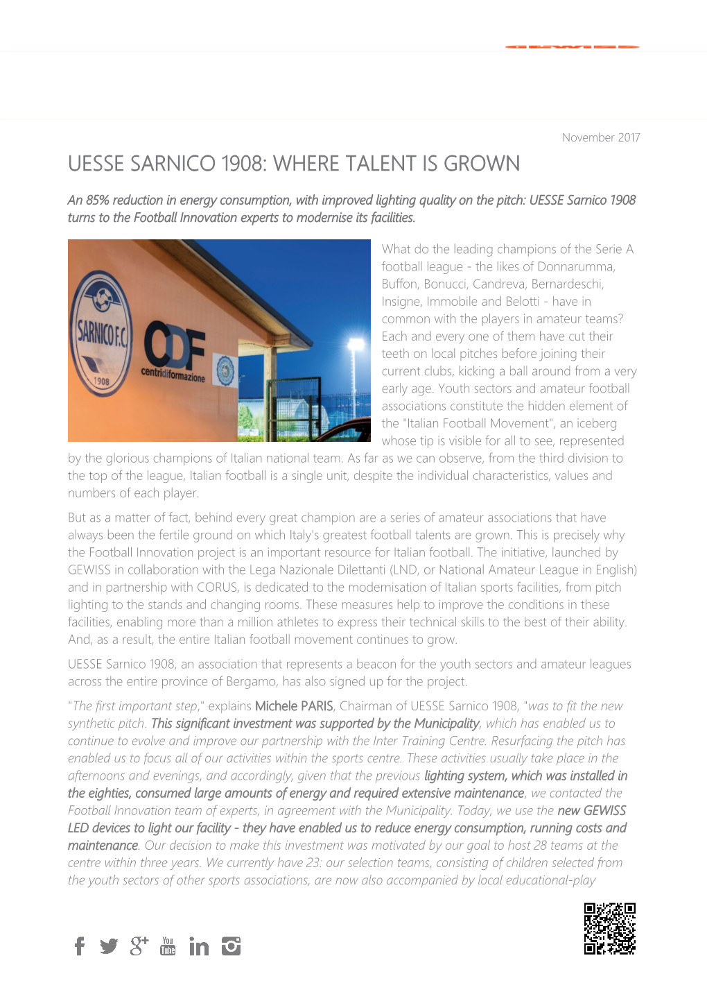 Uesse Sarnico 1908: Where Talent Is Grown