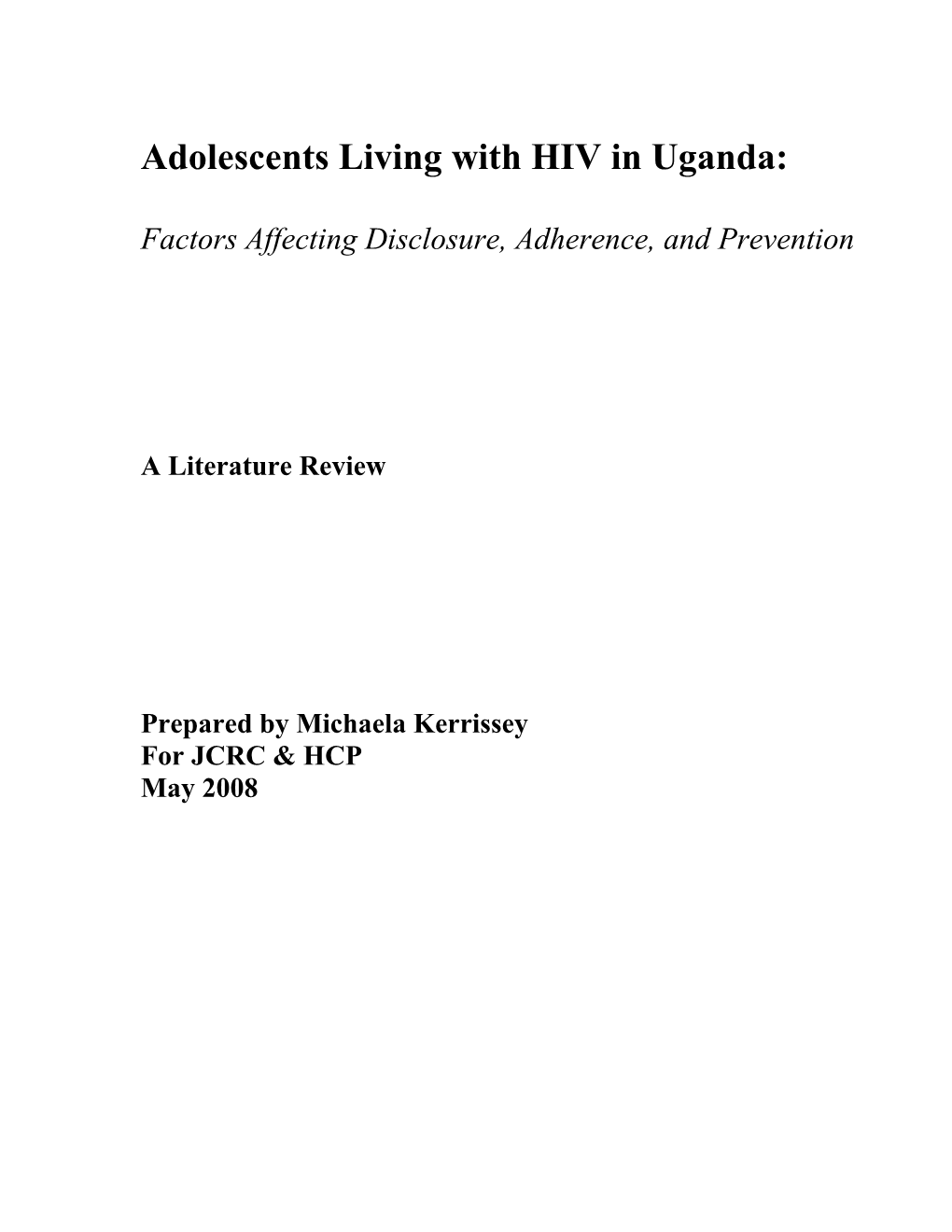 Adolescents Living with HIV in Uganda