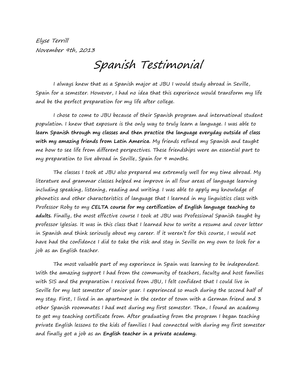 Spanish Testimonial