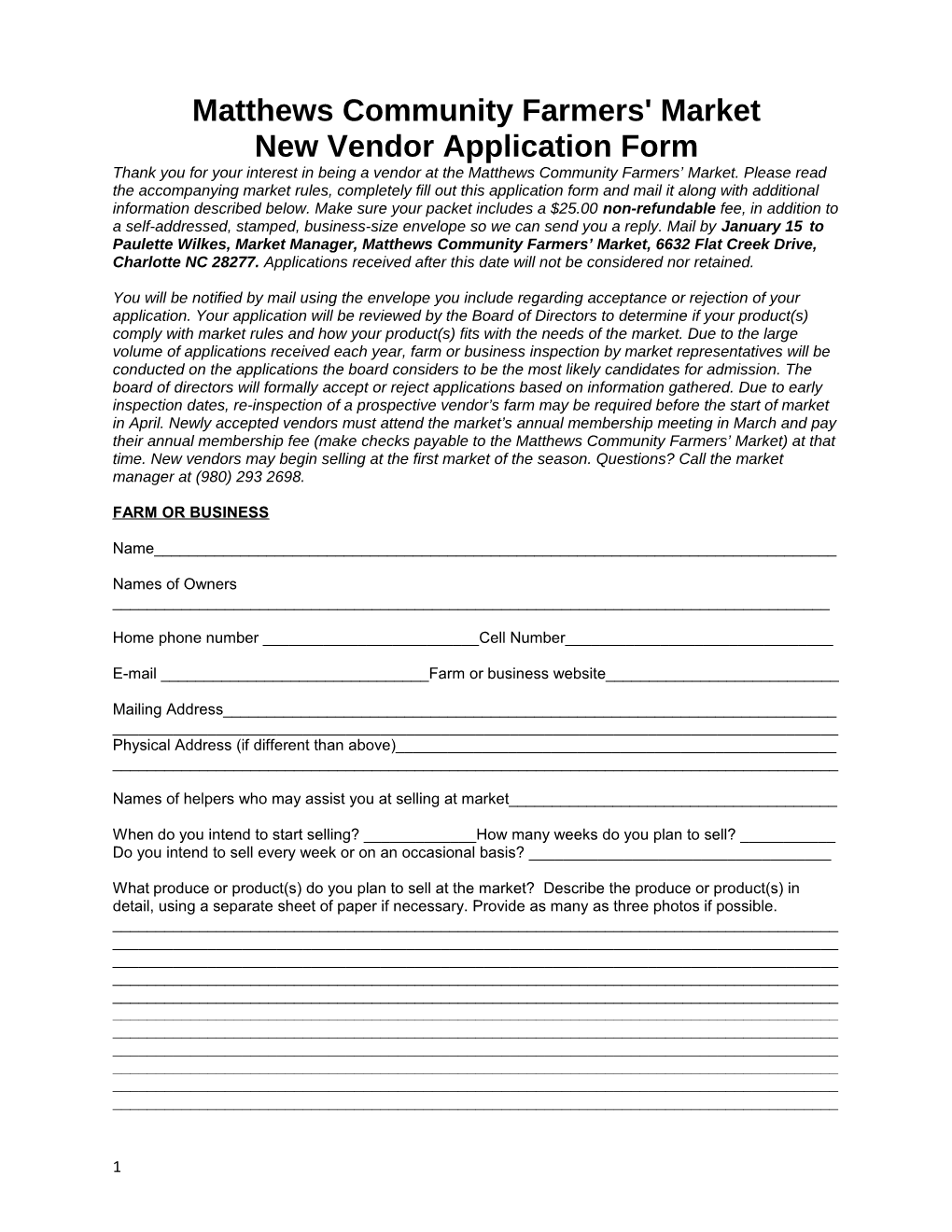 New Vendor Application Form