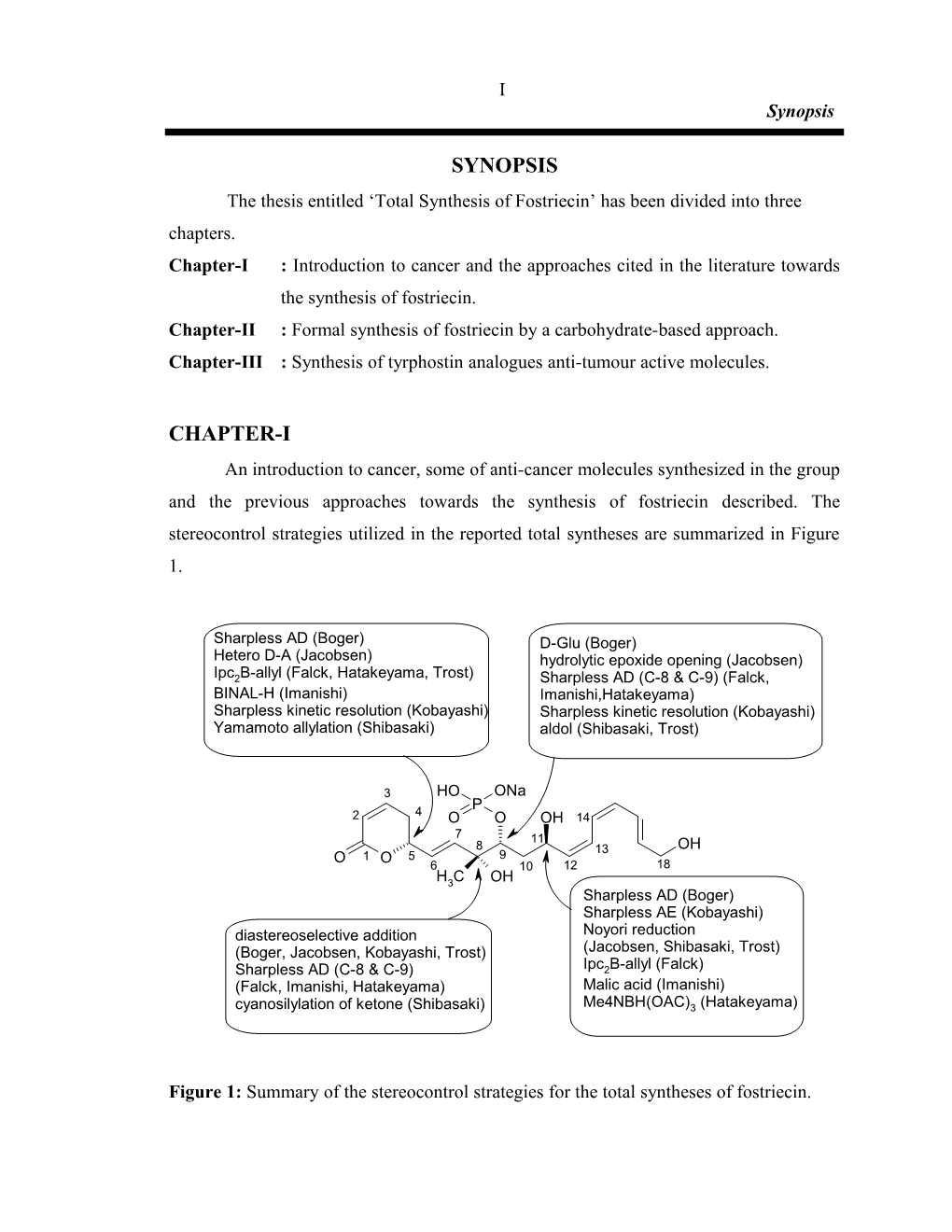 The Thesis Entitled Total Synthesis of Fostriecin Has Been Divided Into Three Chapters