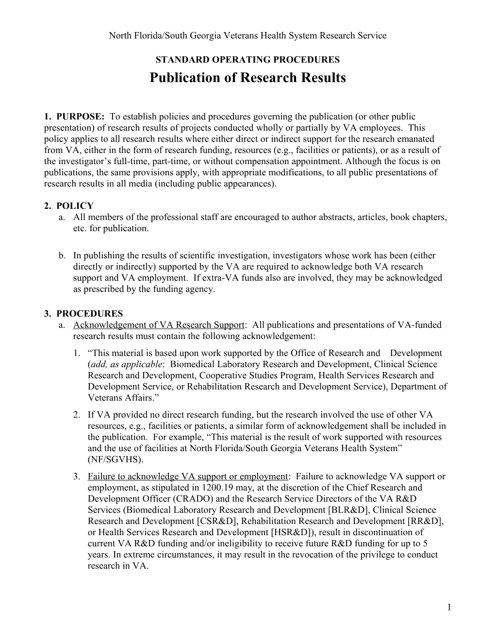 Publication of Research Results