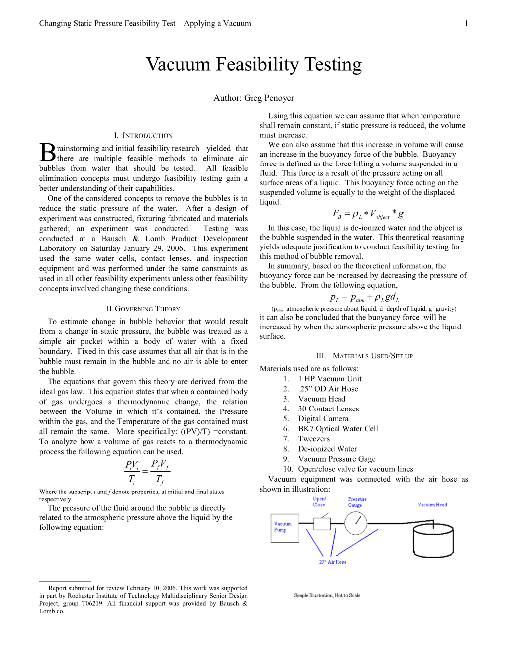 Vacuum Feasibility Report