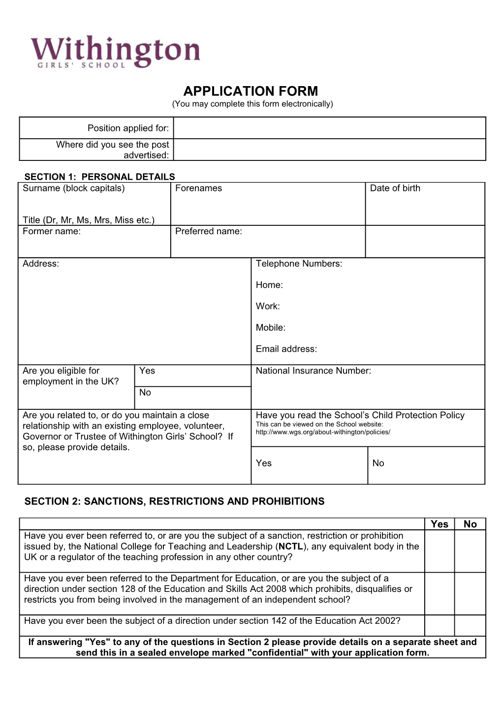 Section 2: Sanctions, Restrictions and Prohibitions