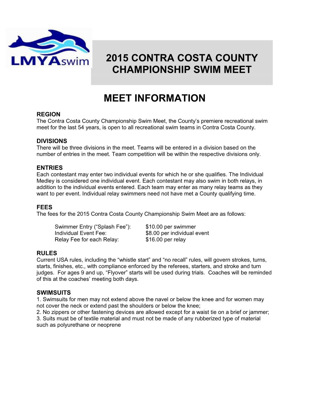 2015 Contra Costa County Championship Swim Meet