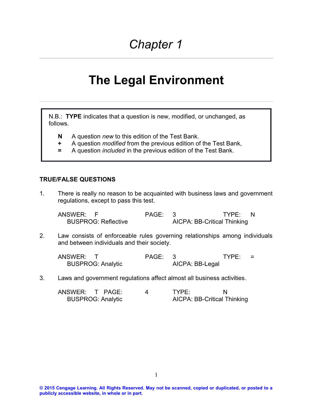 Chapter 1: the Legal Environment 1