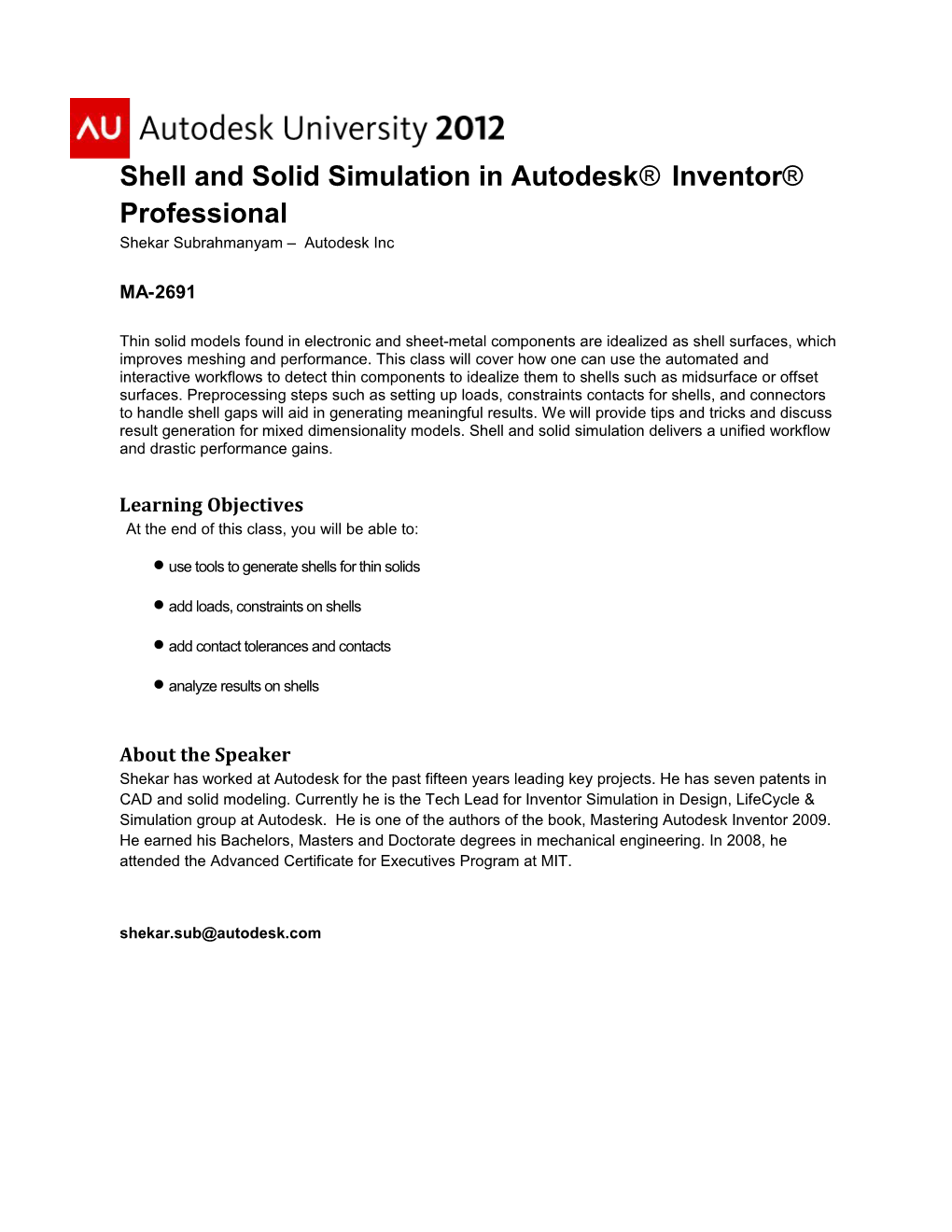 Shell and Solid Simulation in Autodesk Inventor Professional