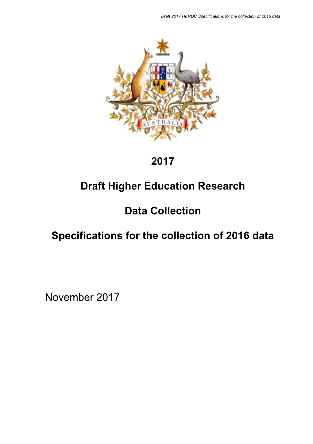 Draft 2015 HERDC Specifications for the Collection of 2014 Data