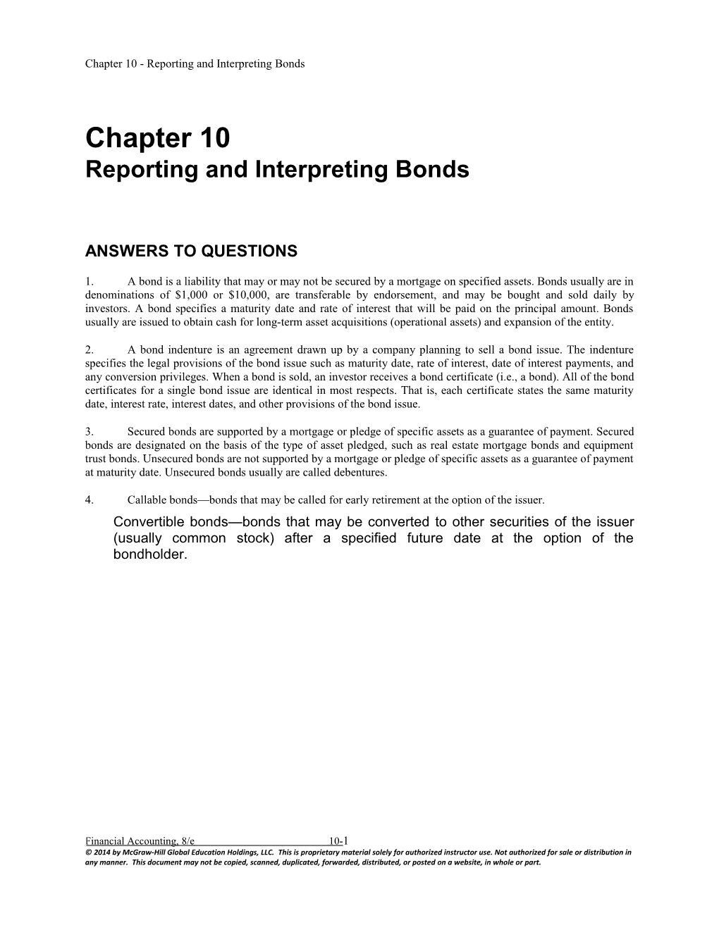 Chapter 10 - Reporting and Interpreting Bonds