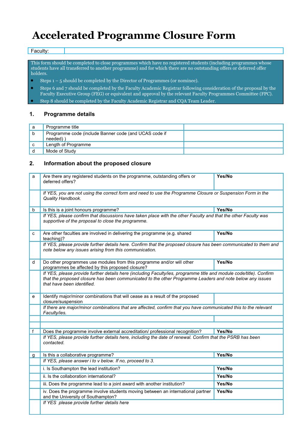 2.Information About the Proposed Closure