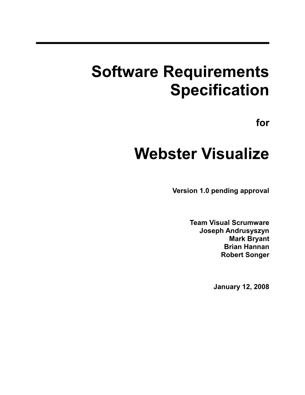 SRS for Webster Visualize