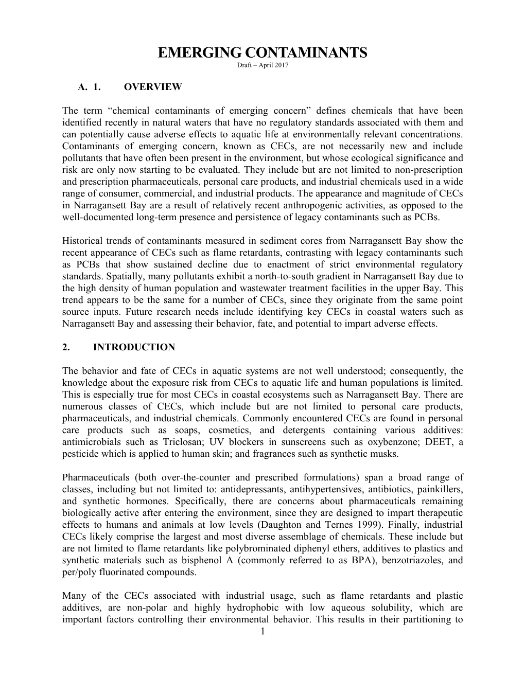 Emerging CONTAMINANTS