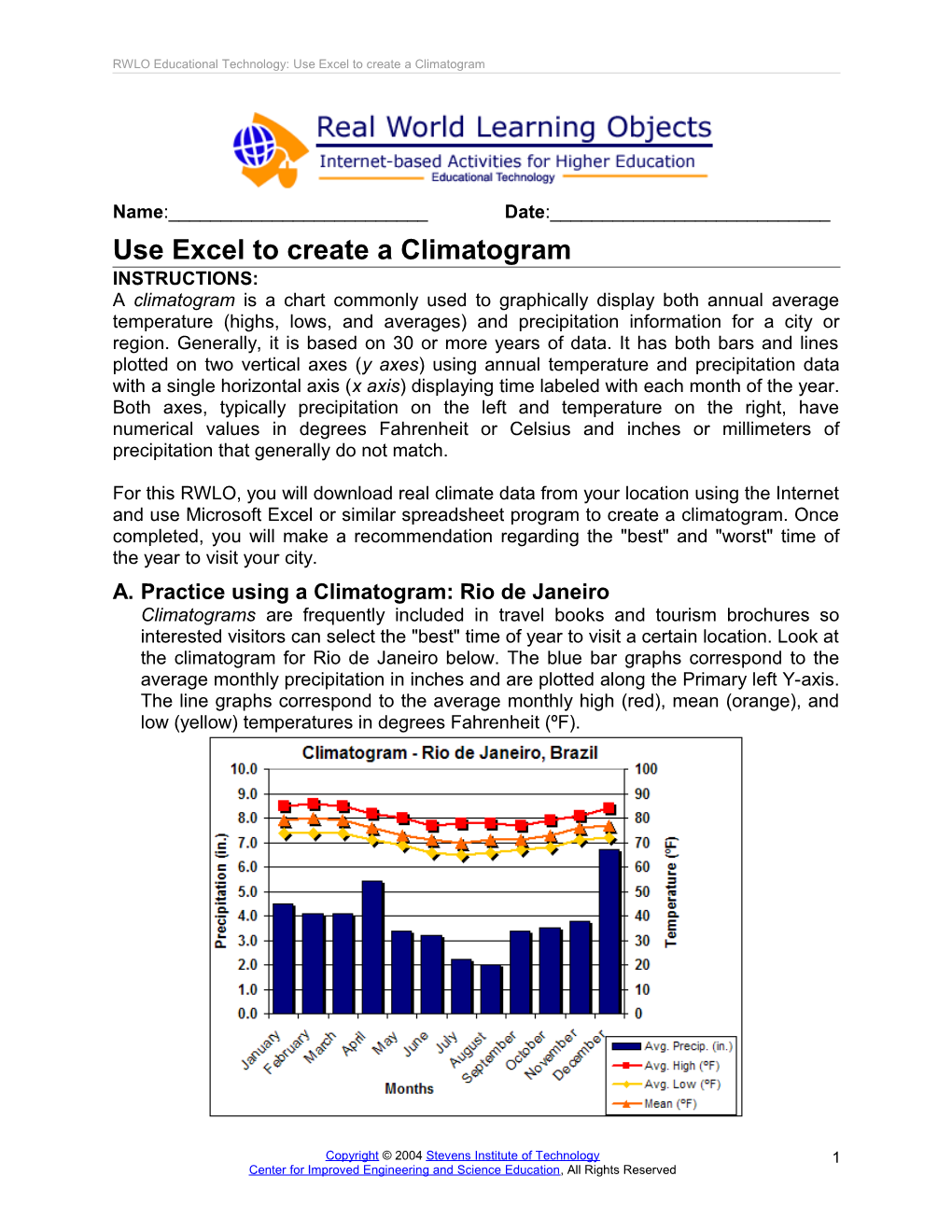 Use Excel to Create a Climatogram