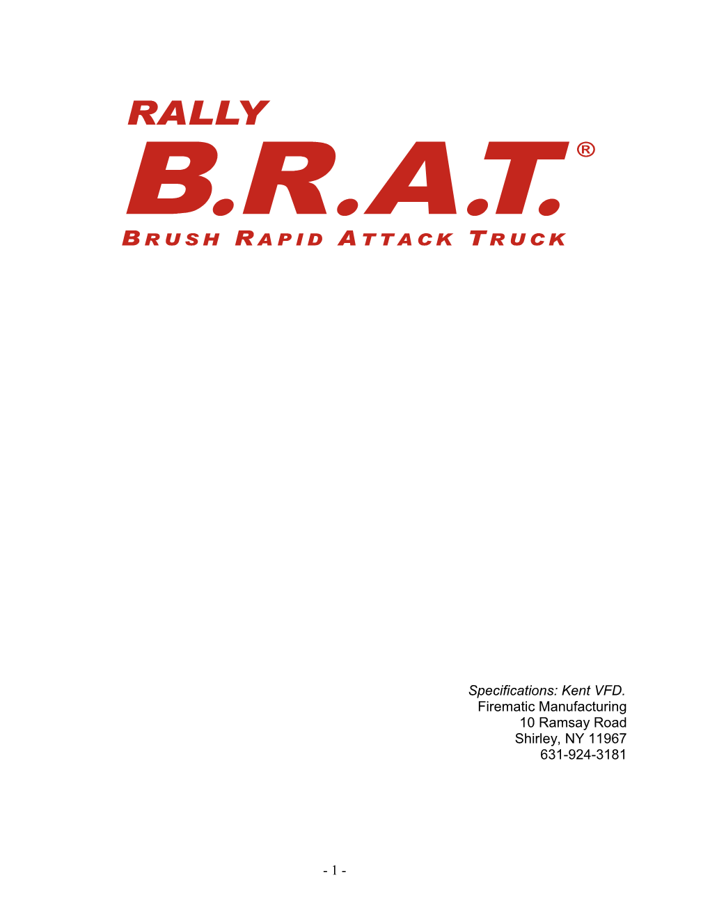 Brush Truck Specifications