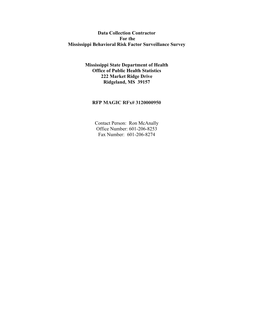 Mississippi Behavioral Risk Factor Surveillance Survey