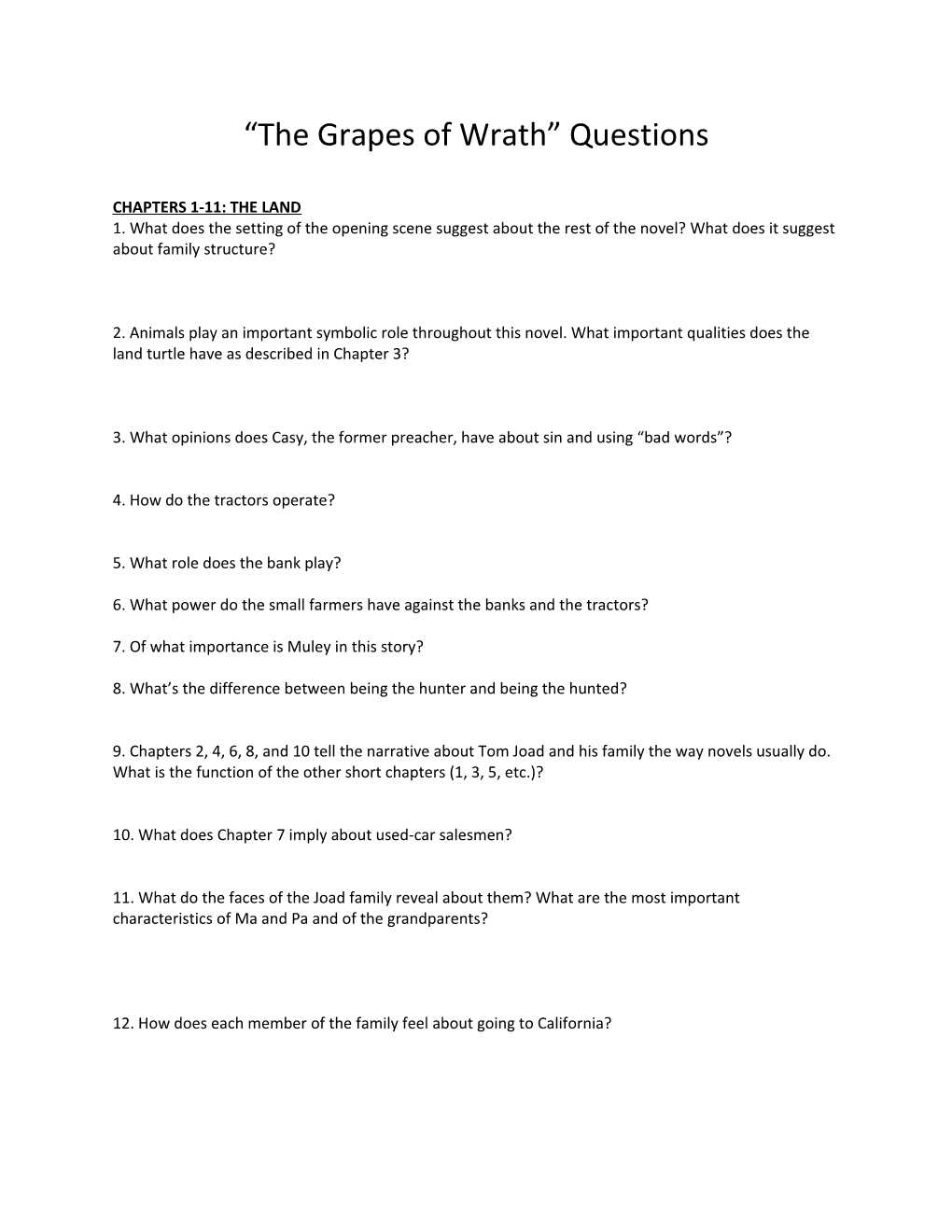 The Grapes of Wrath Questions