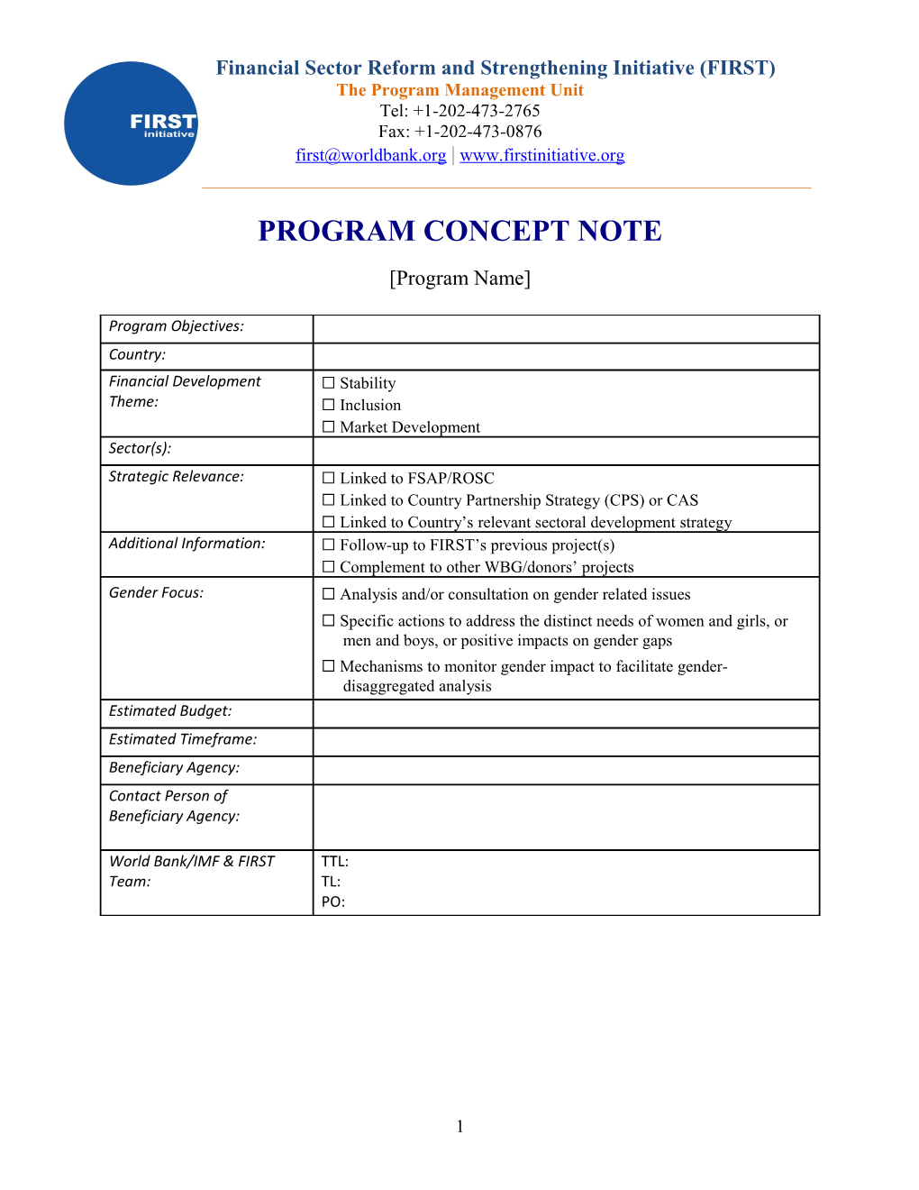 Program Concept Note