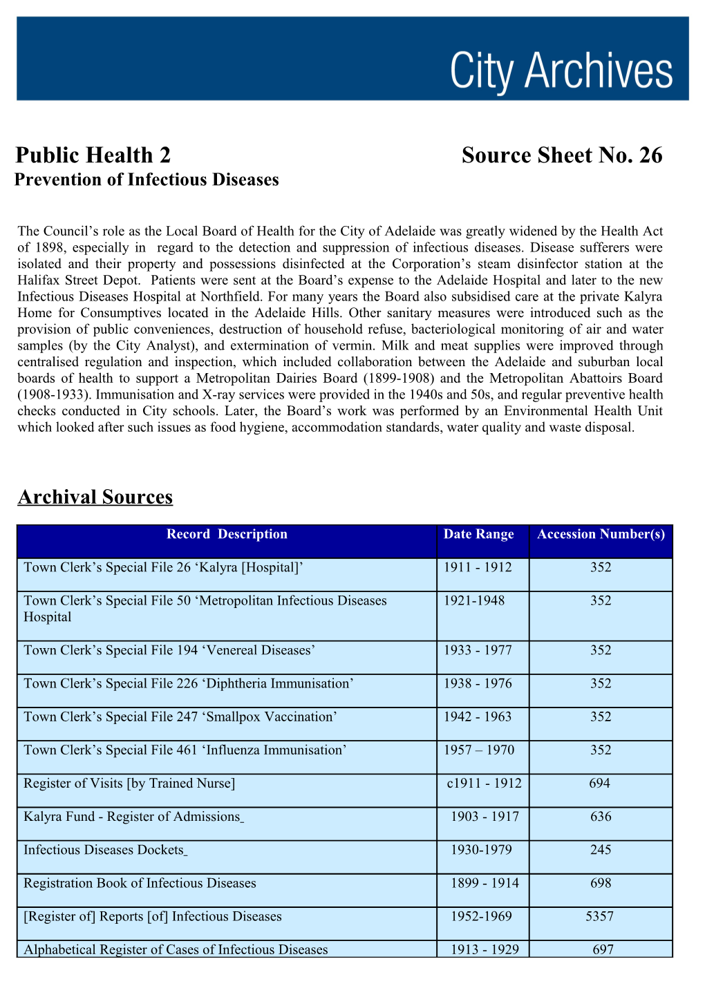 Public Health 2 Source Sheet No. 26