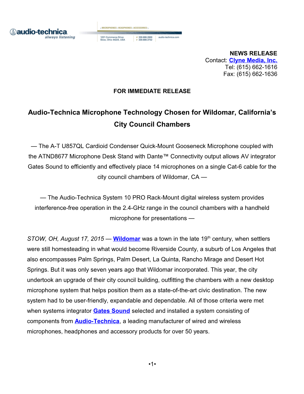 Audio-Technica Microphone Technology Chosen Forwildomar, California S City Council Chambers