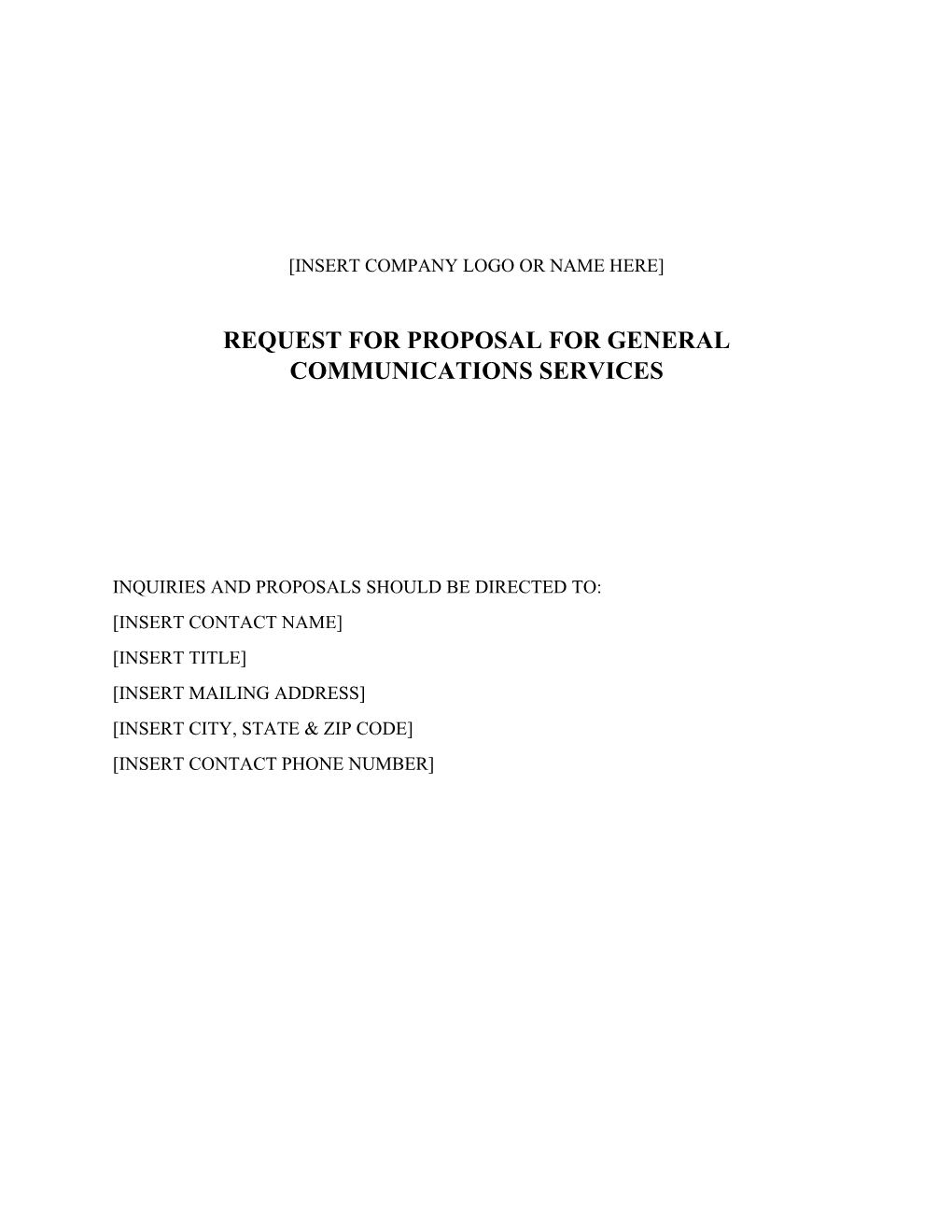 Request for Proposal for General Communications Services
