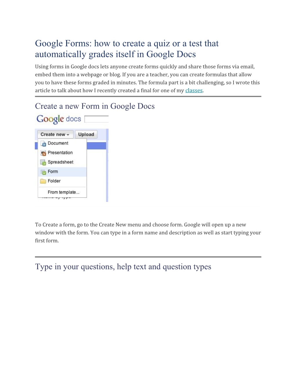 Google Forms: How to Create a Quiz Or a Test That Automatically Grades Itself in Google Docs