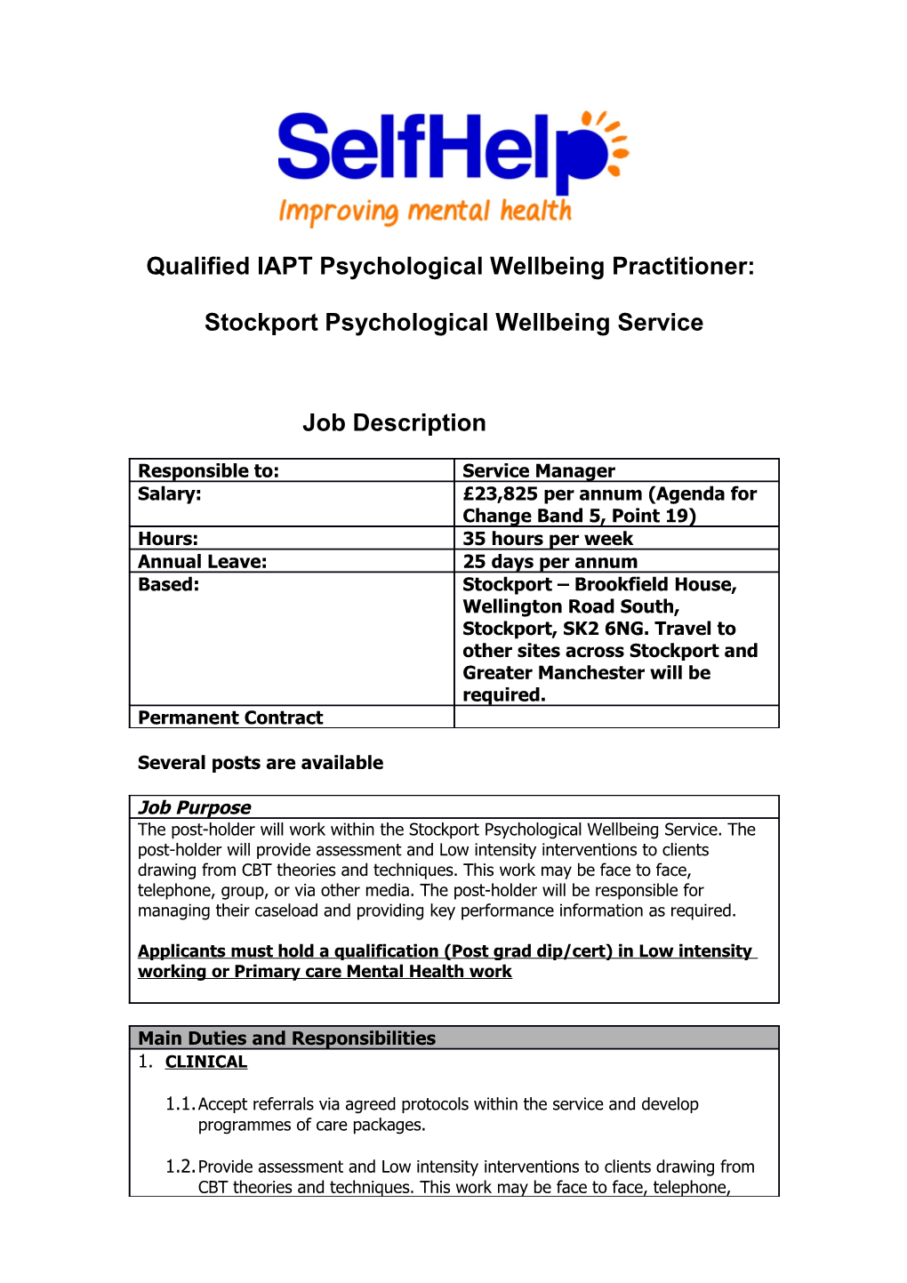 Qualified IAPT Psychological Wellbeing Practitioner