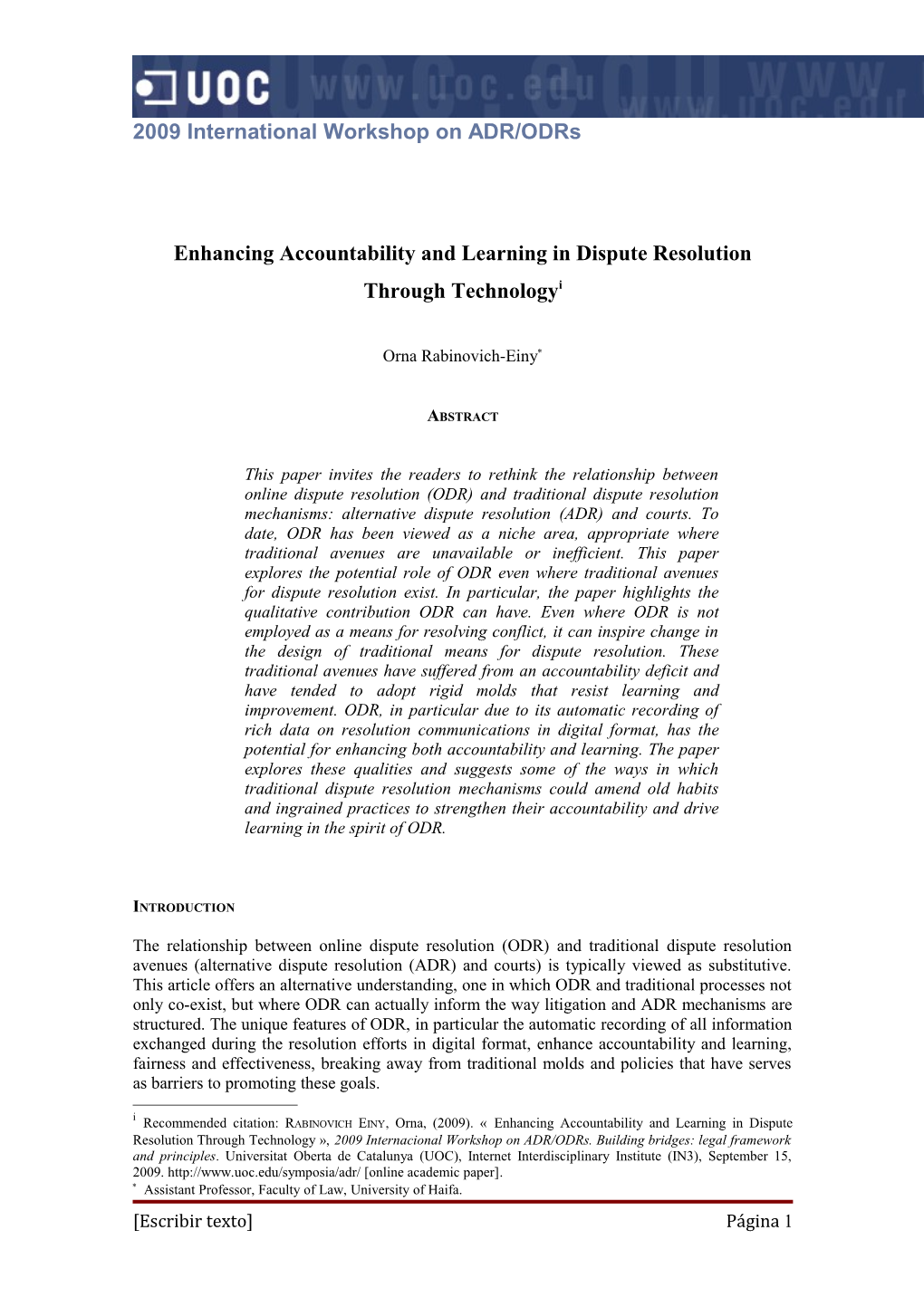 Enhancing Accountability and Learning in Dispute Resolution Through Technology I
