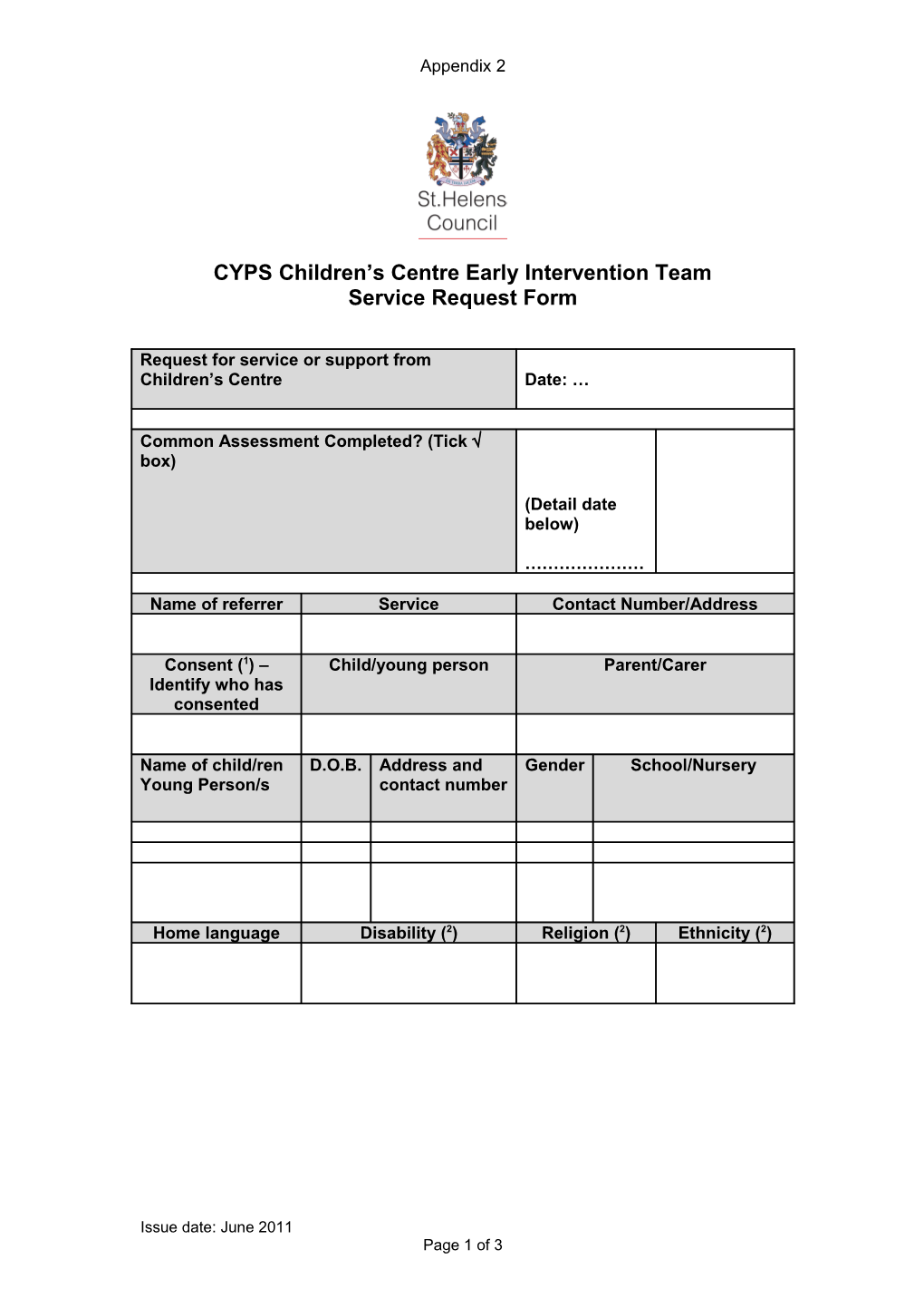 CYPS First Response Service Request Form