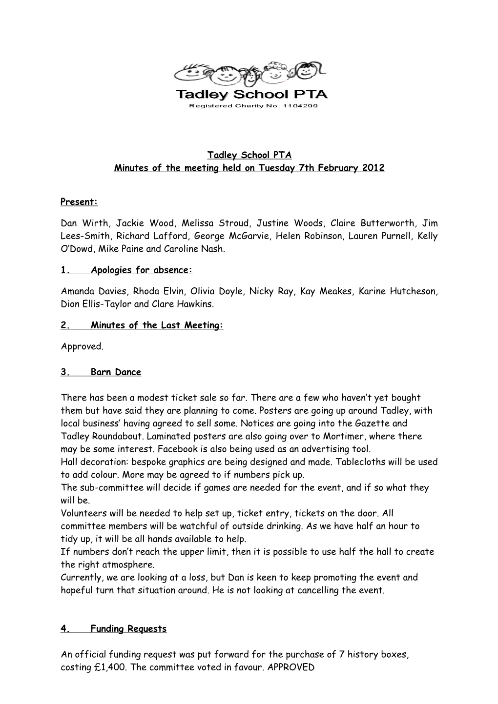 Minutes of the Meeting Held on Tuesday 7Thfebruary2012