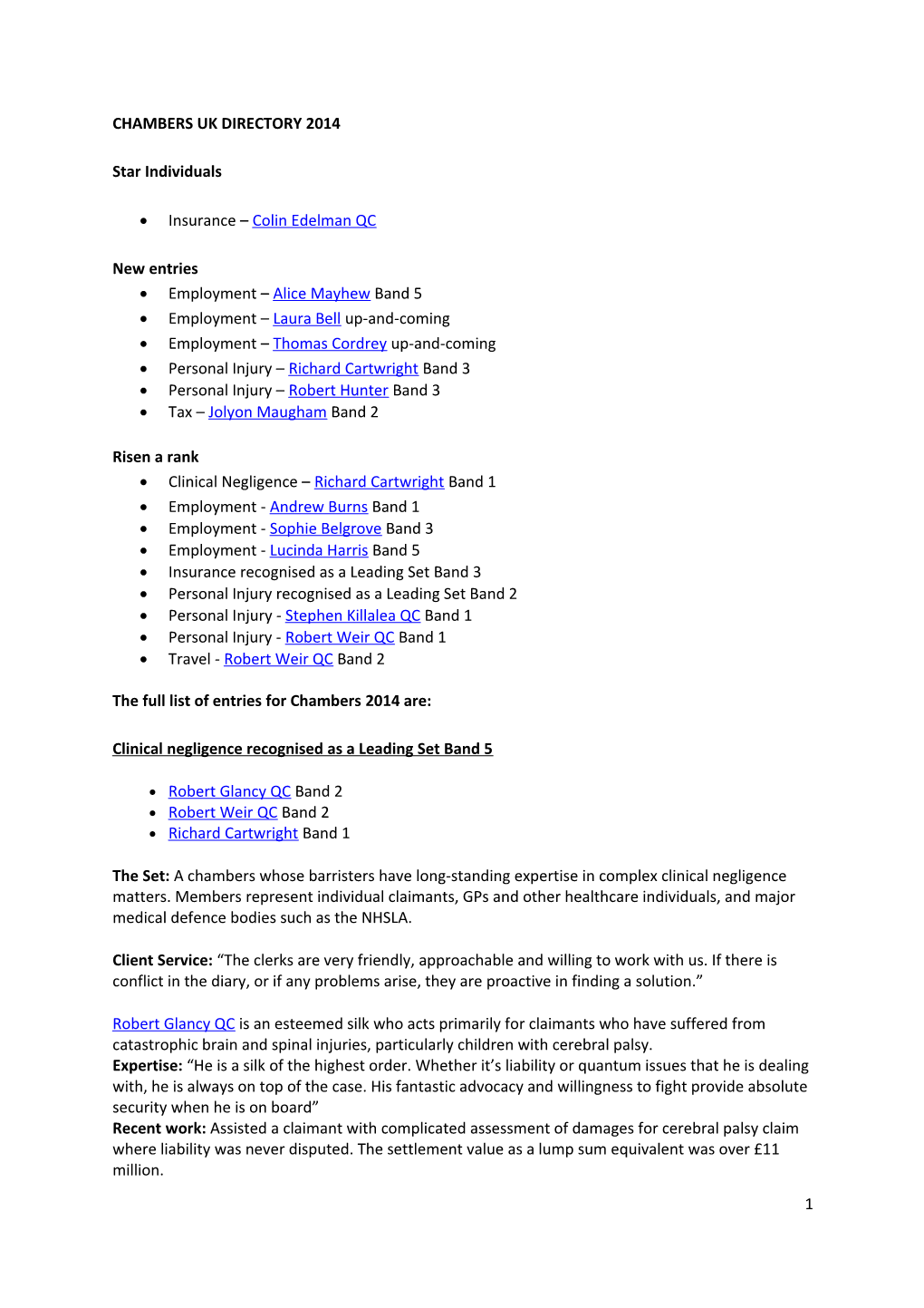Chambers Uk Directory 2014