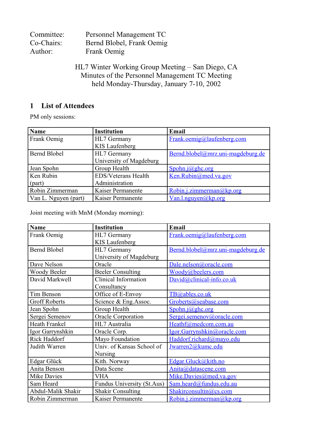 Personnel Management SIG