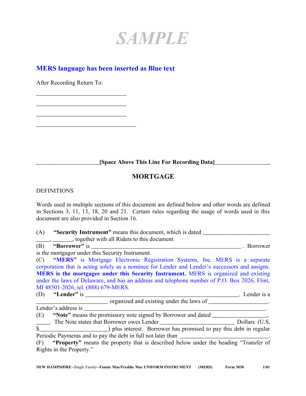 New Hampshire Mortgage (MERS)