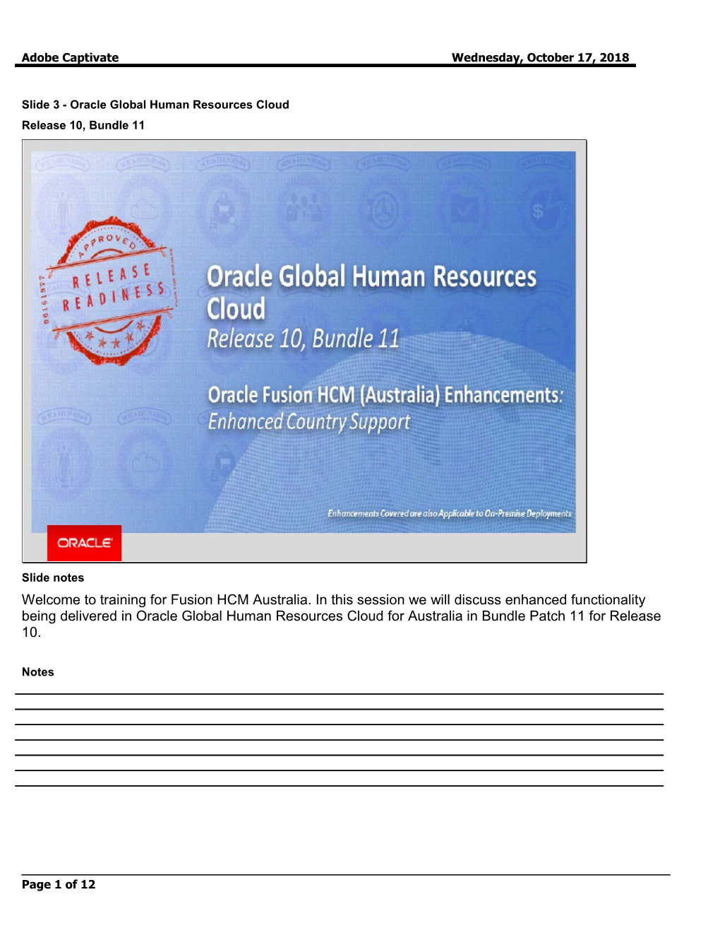 Slide 3 - Oracle Global Human Resources Cloud