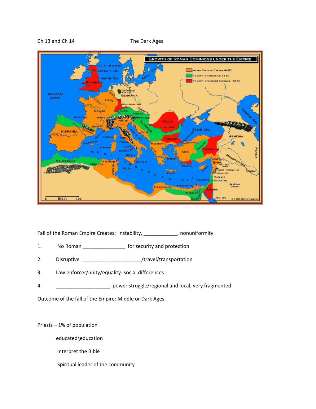 Fall of the Roman Empire Creates: Instability, ______, Nonuniformity