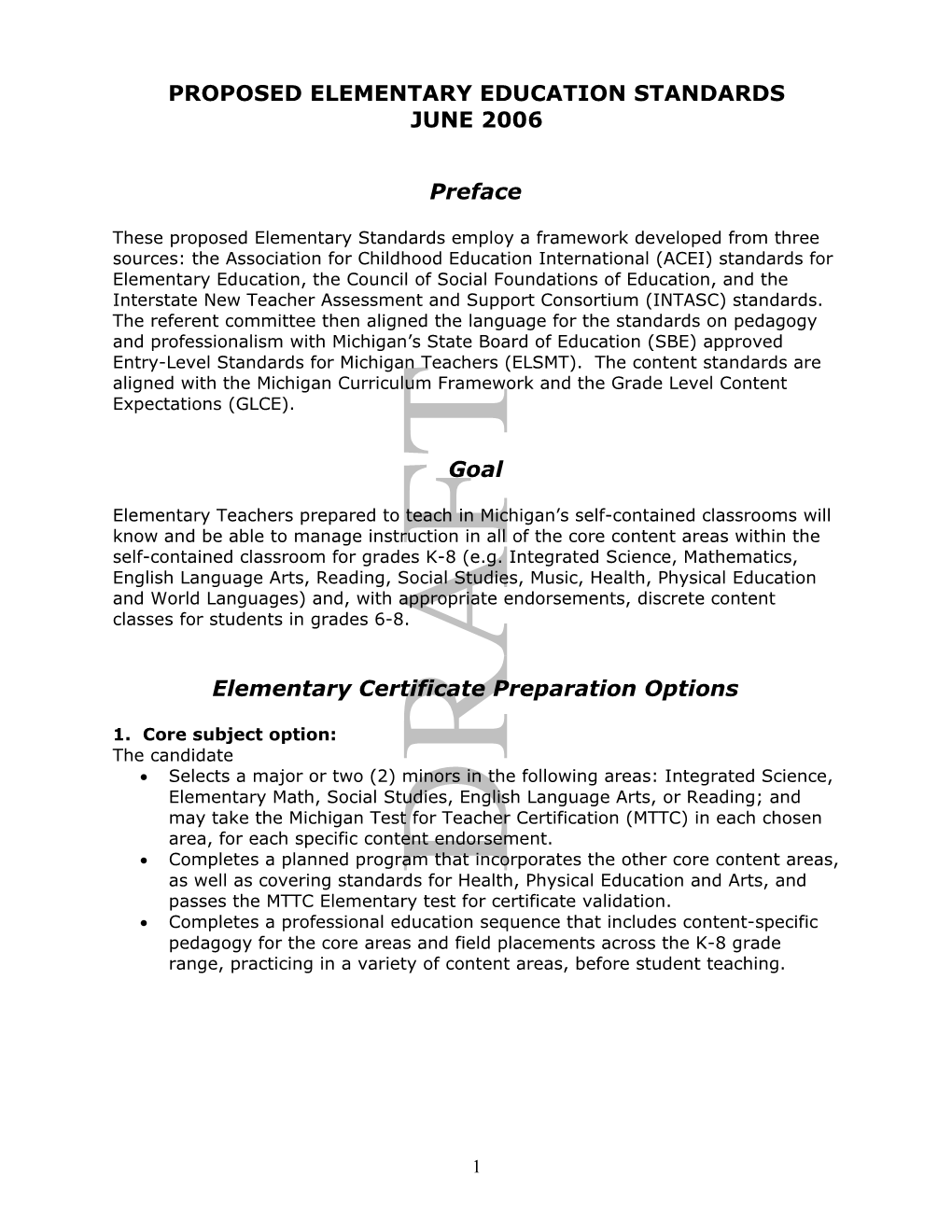 Proposedelementary Education Standards