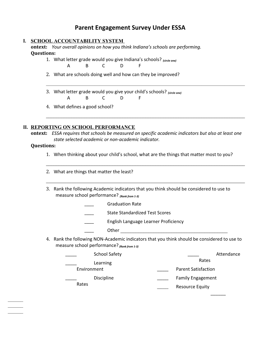 Parent Engagement Survey Under ESSA