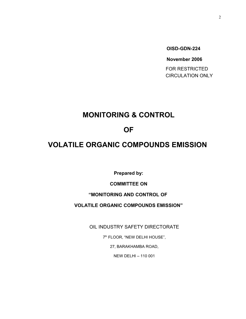Volatile Organic Compounds Emission