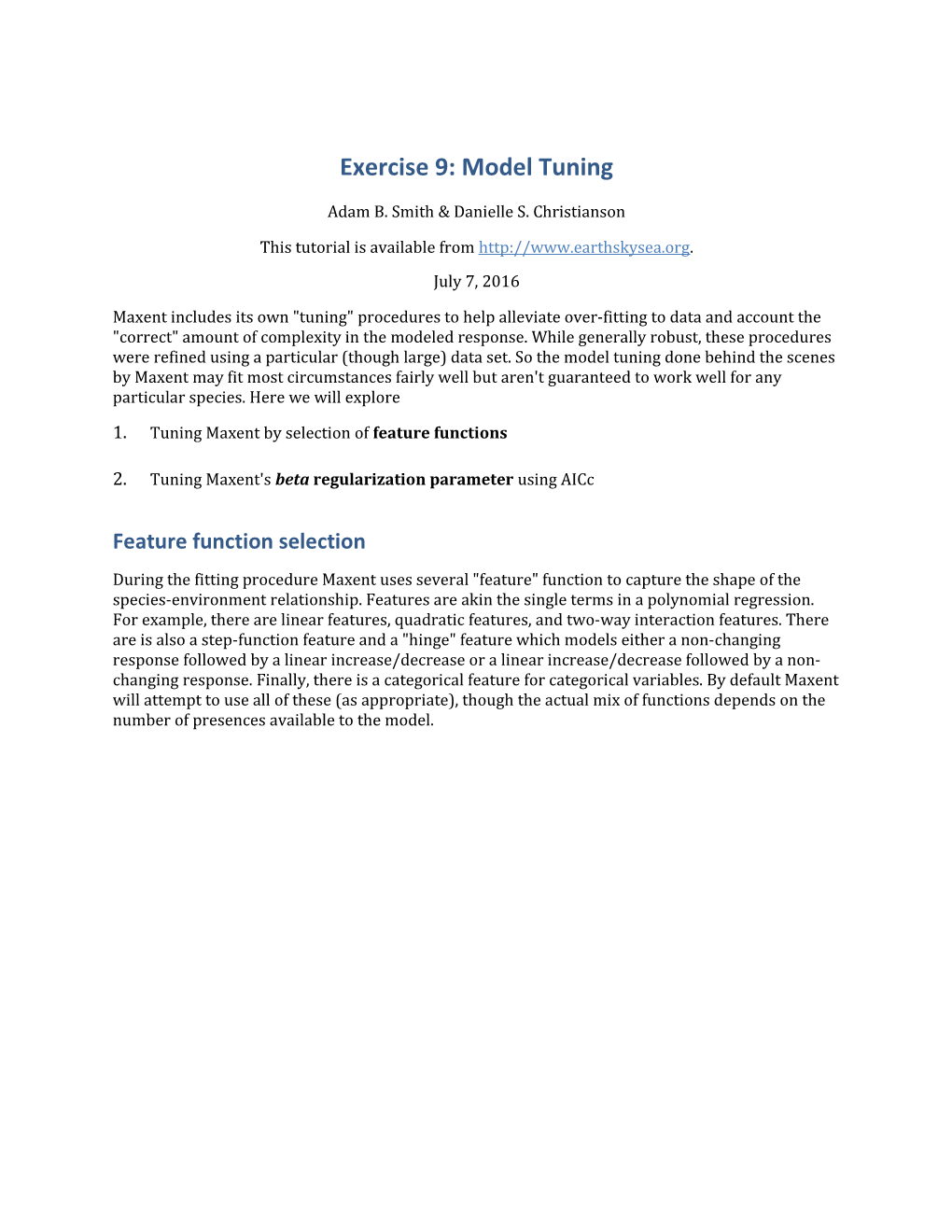 Exercise 9: Model Tuning