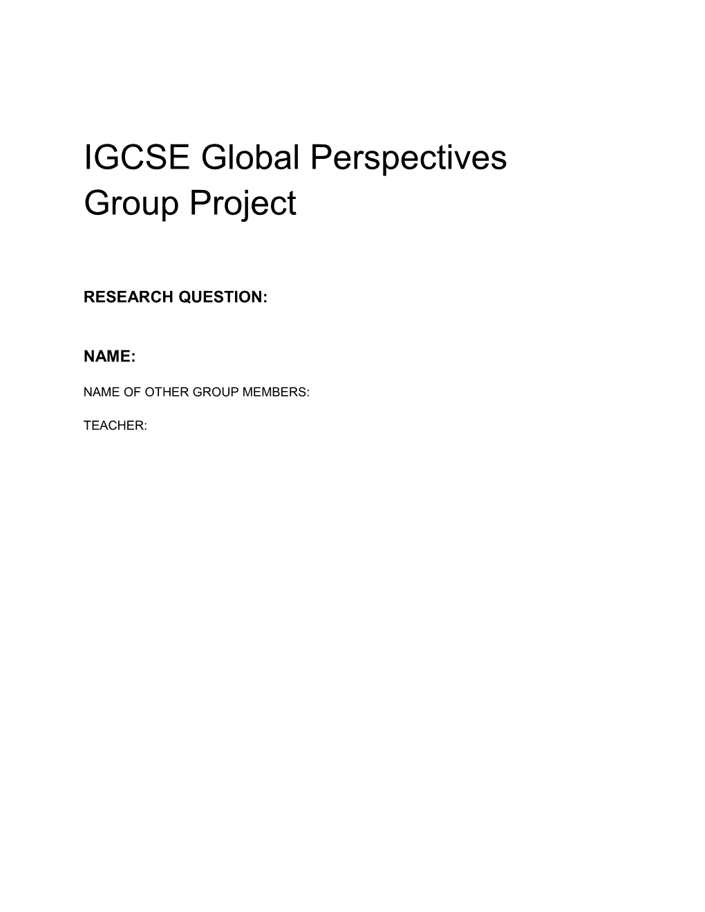 IGCSE Global Perspectives