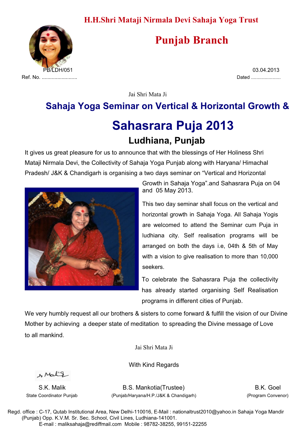 Sahaja Yoga Seminar on Vertical & Horizontal Growth &