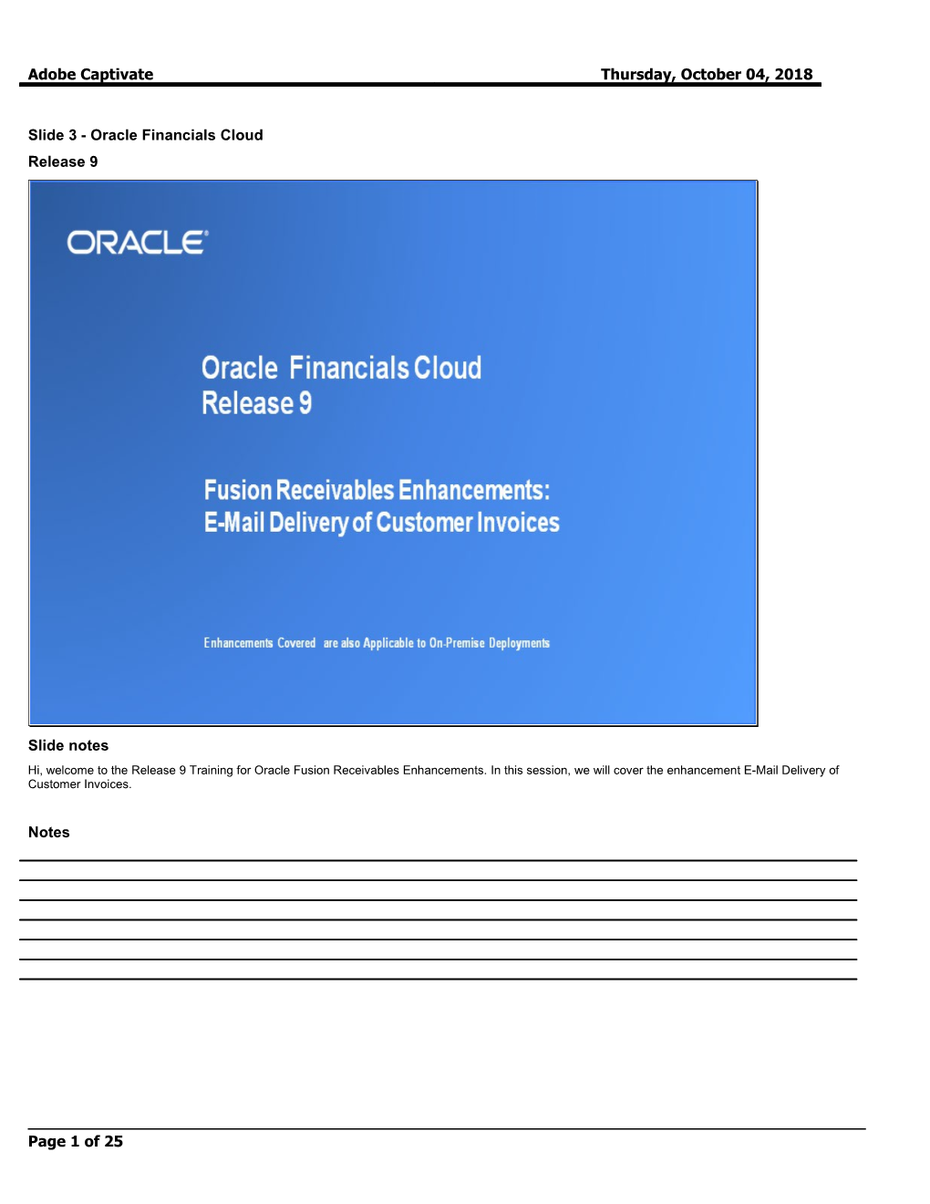 Slide 3 - Oracle Financials Cloud