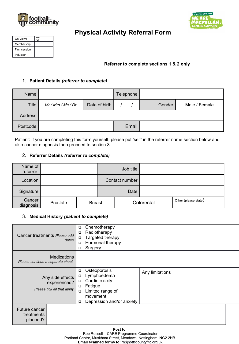 Physical Activity Referral Form