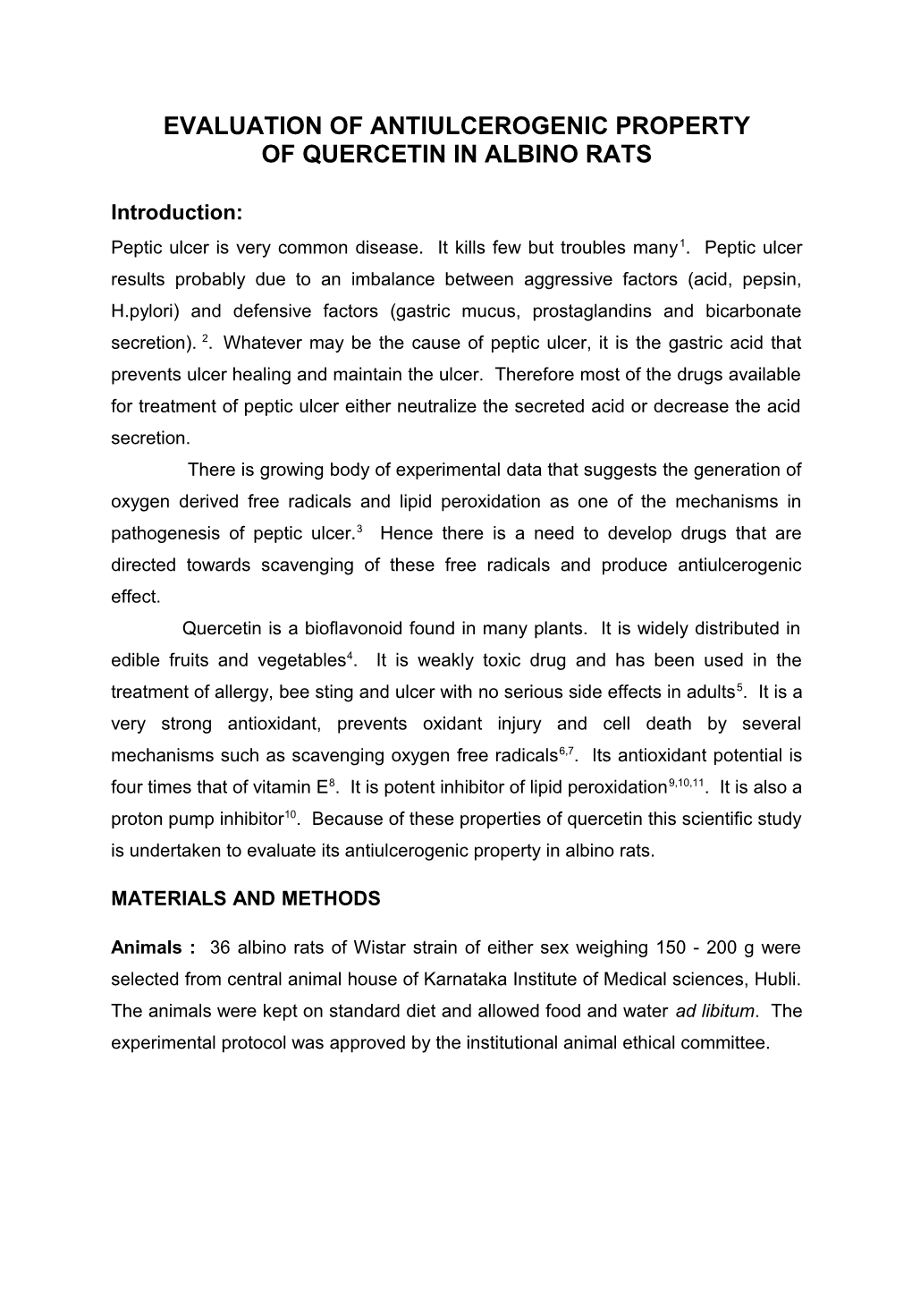 Evaluation of Antiulcerogenic Property